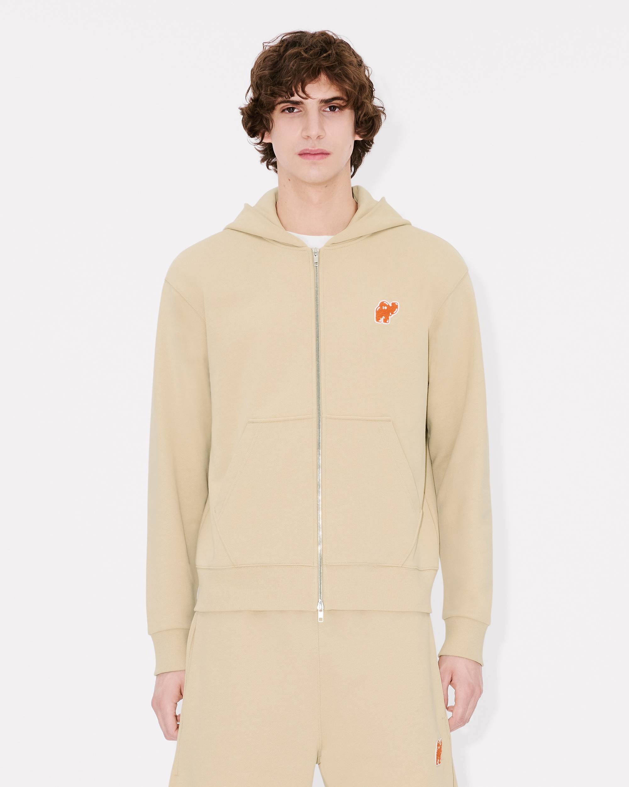 'KENZO Elephant Logo' embroidered full-zip hoodie in cotton - 3