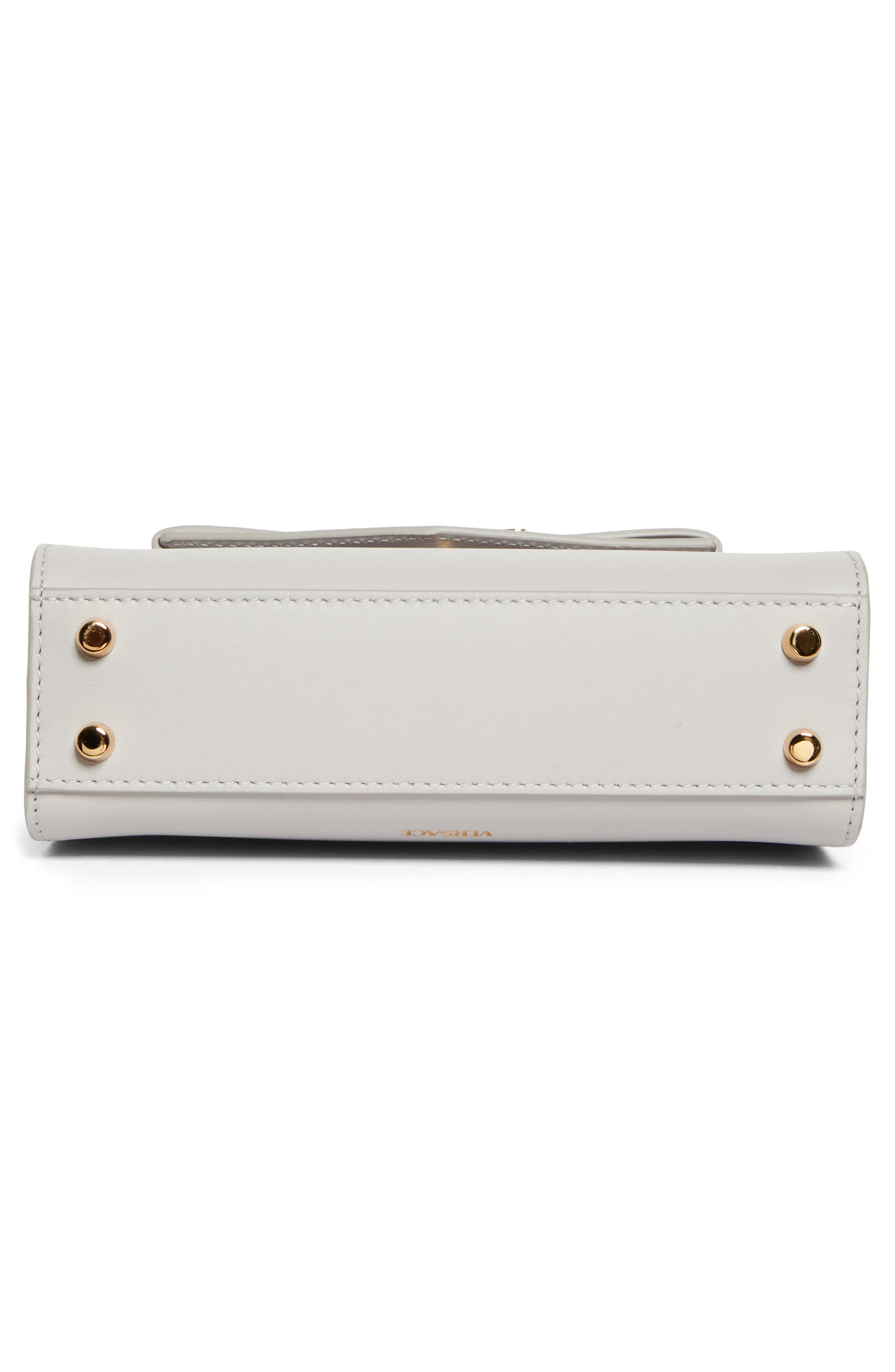 Medusa Leather Top Handle Bag in Pearl Grey-Gold - 7