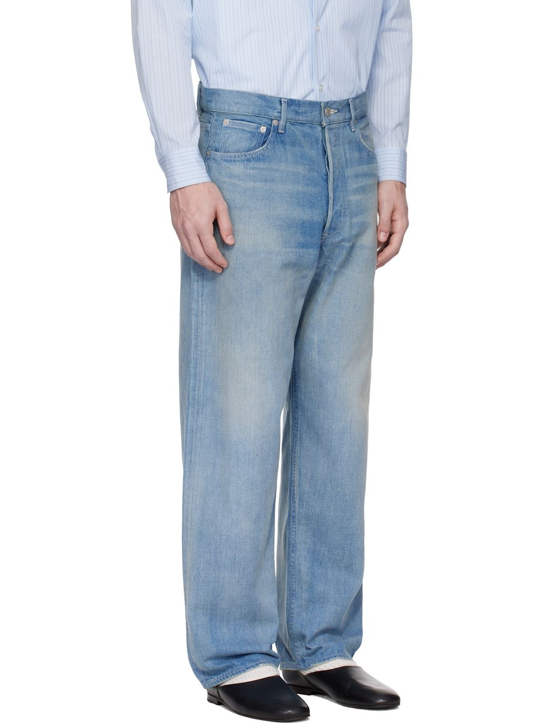 Blue Selvedge Faded Light Wide Jeans - 2