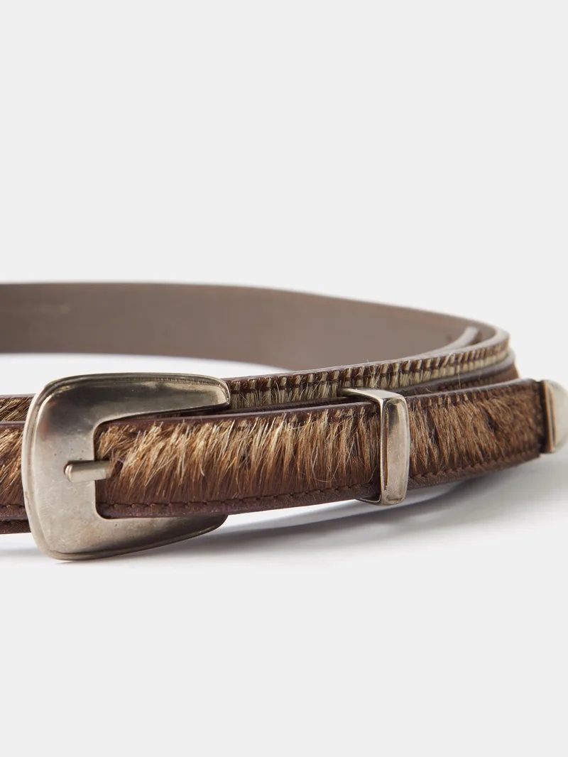 Minimal Western calf hair belt - 6