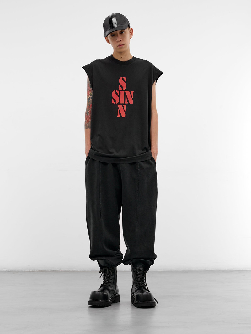 VETEMENTS Black Deconstructed Cut-Up Sweatpants outlook
