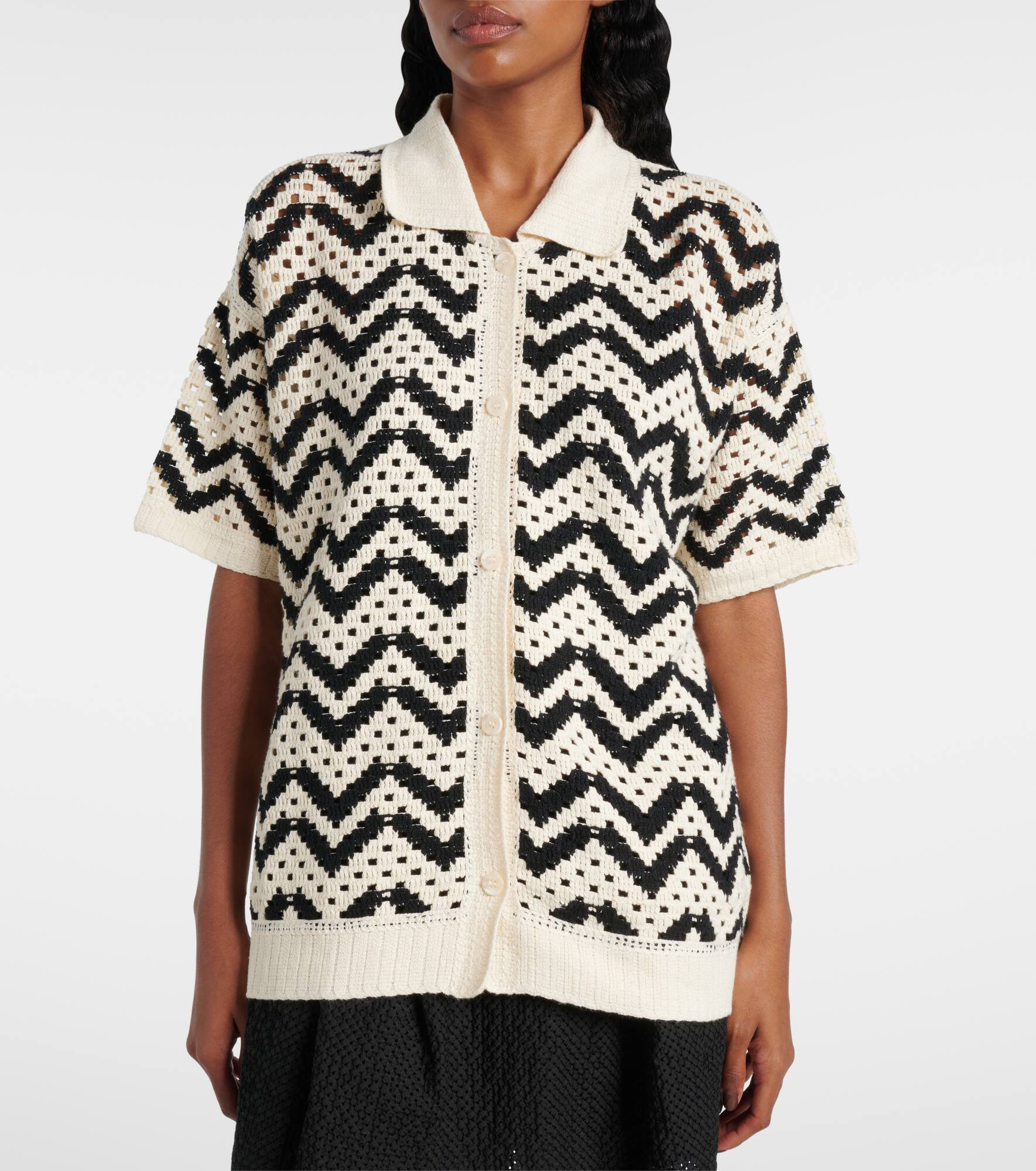 Anais crochet cotton polo shirt - 5