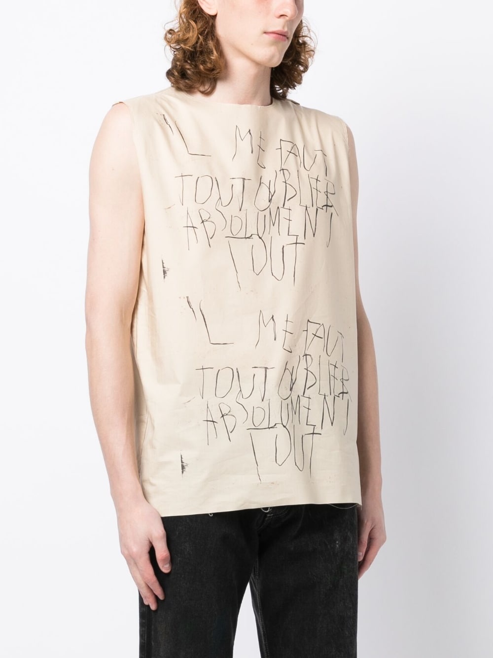 sketch-print cotton vest top - 3