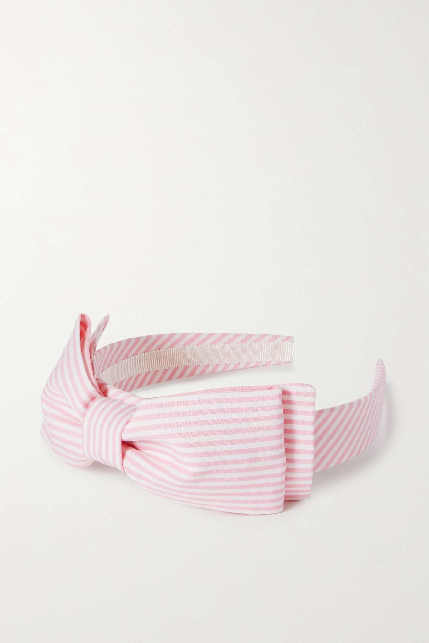 Bow-embellished striped cotton headband - 1