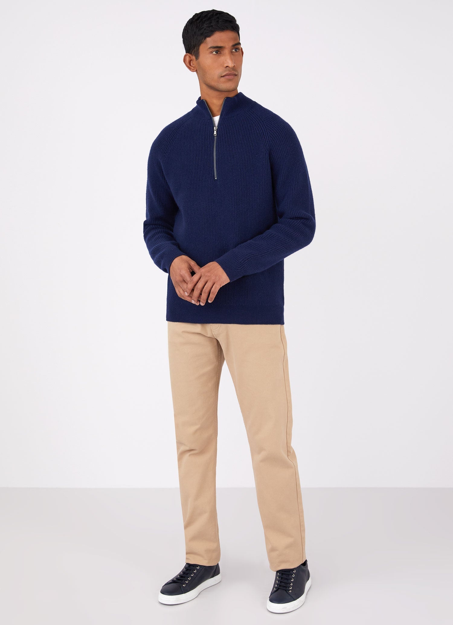 Lambswool Cashmere Zip Neck Jumper - 3