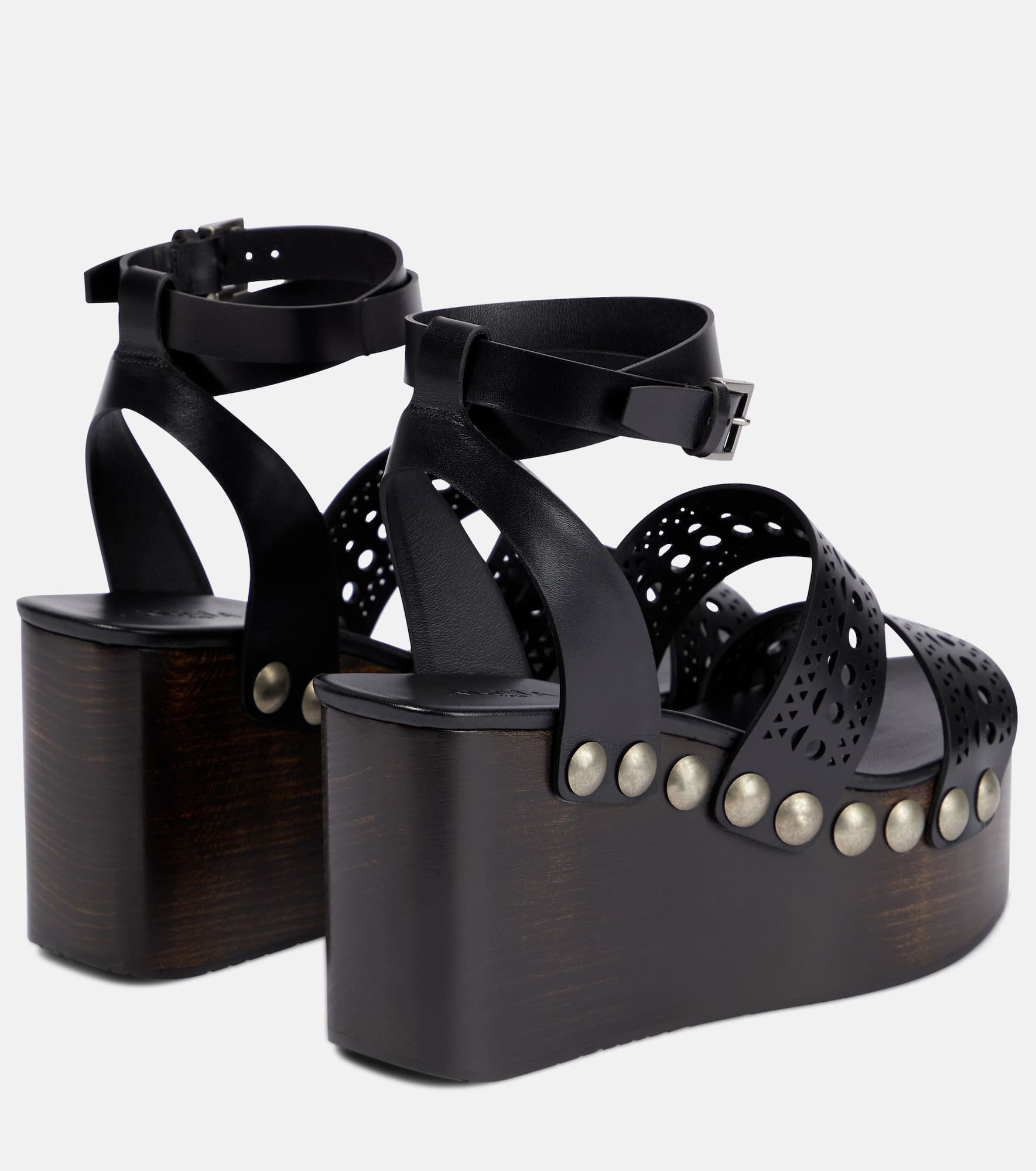 Leather wedge sandals - 3