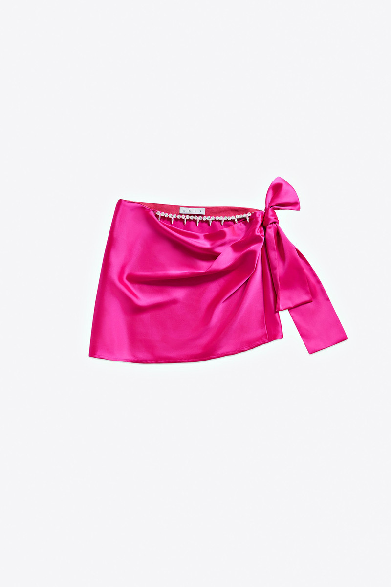 CRYSTAL EMBELLISHED SATIN MINI SKIRT 1