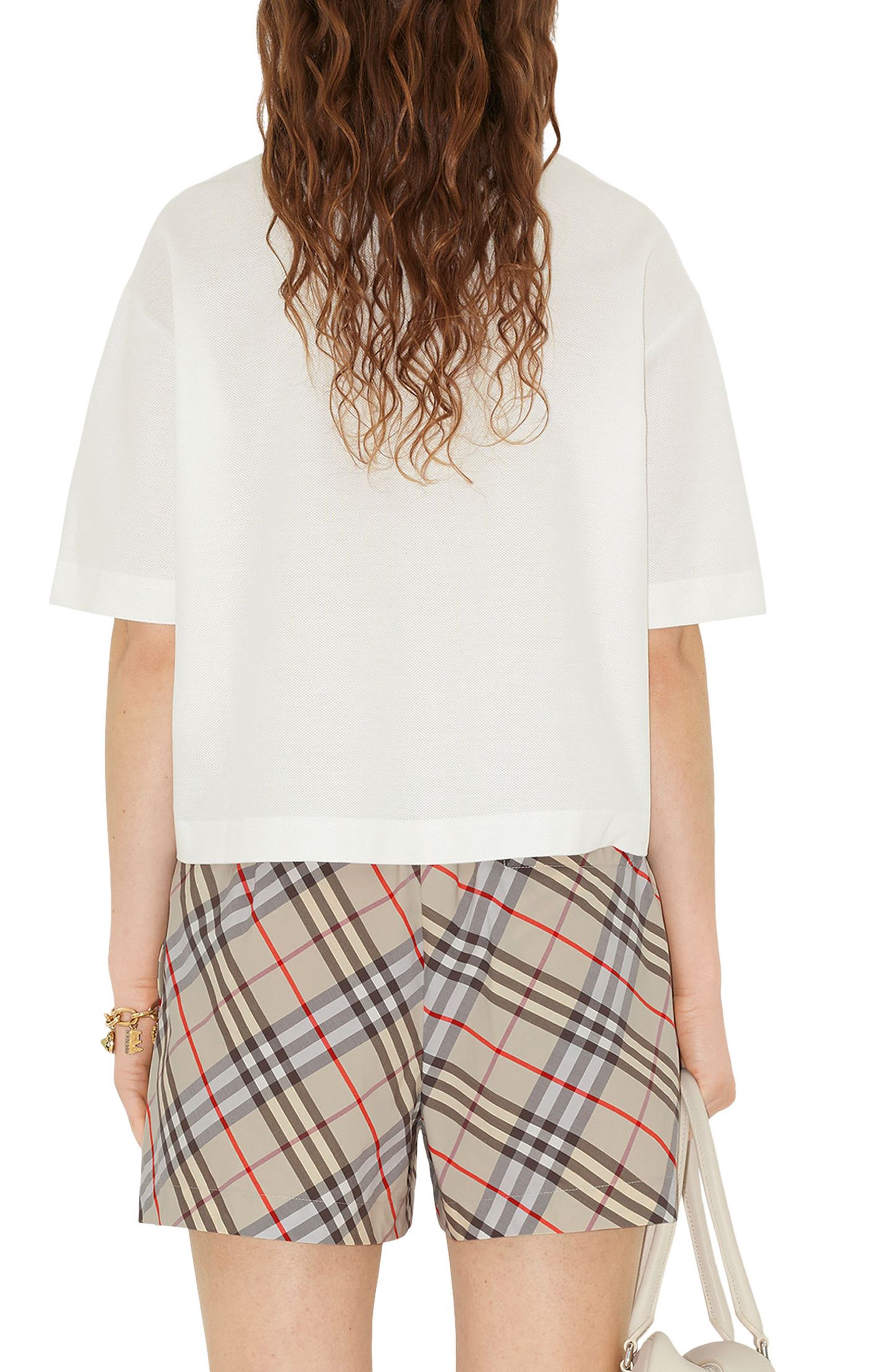 burberry EKD Stamp Crop Cotton Piqué Polo in Chalk at Nordstrom - 2