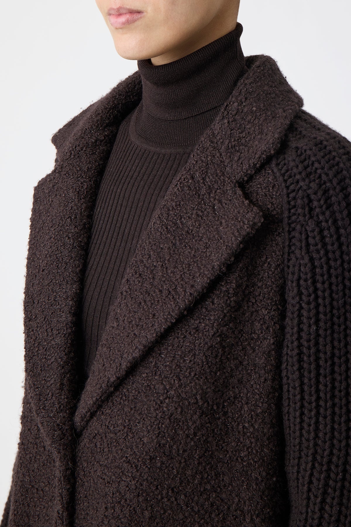 Charles Coat in Chocolate Recycled Cashmere Boucle - 5