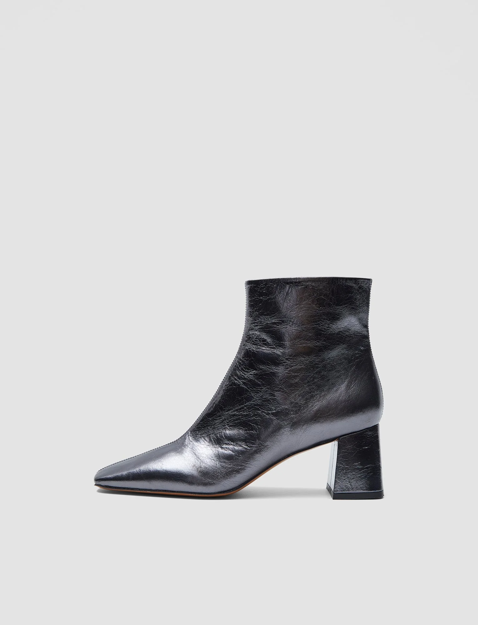 Heeled Metallic Leather Ankle Boots - 1