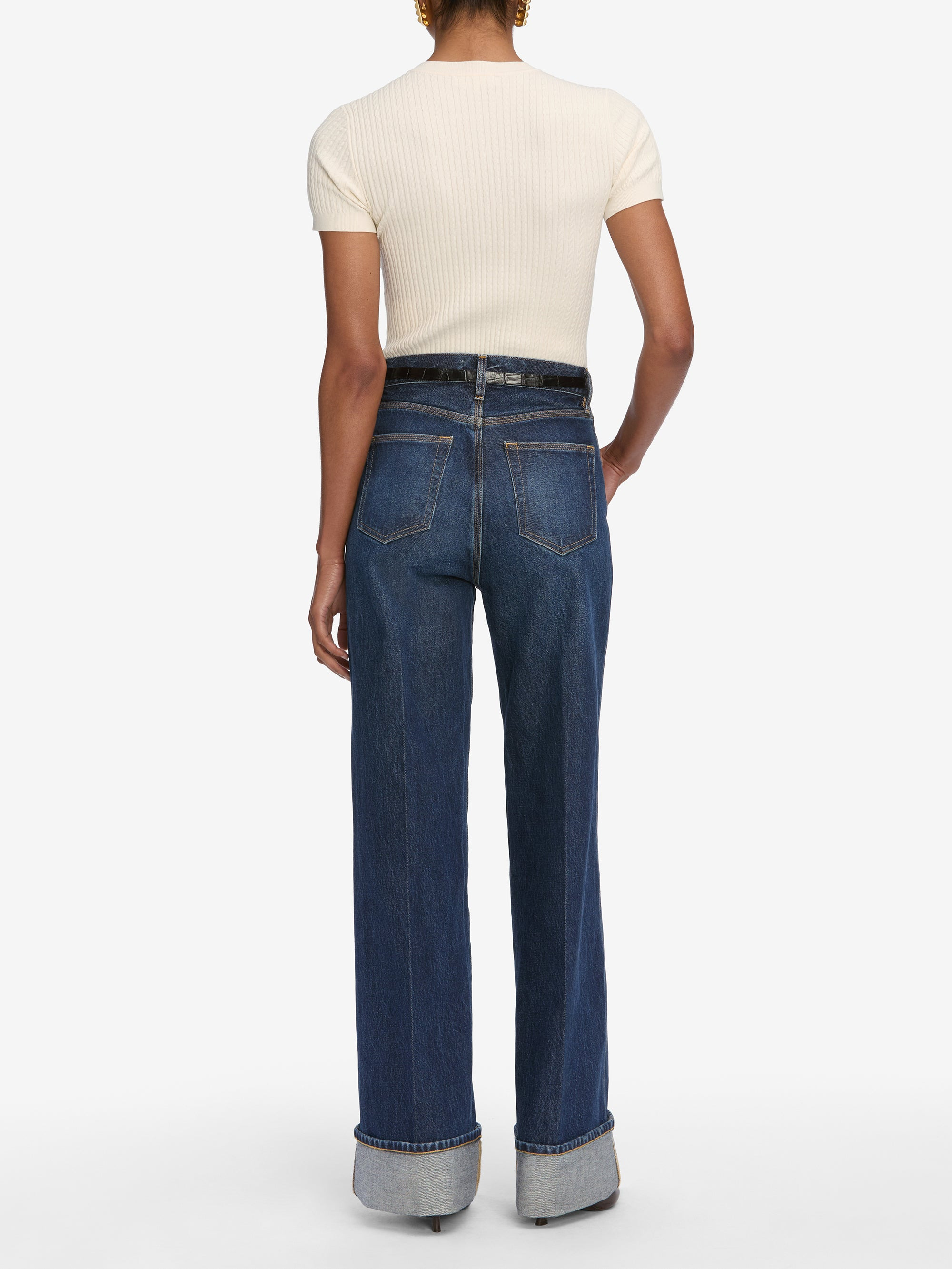 The Fine Cable Tee in Cream - 6