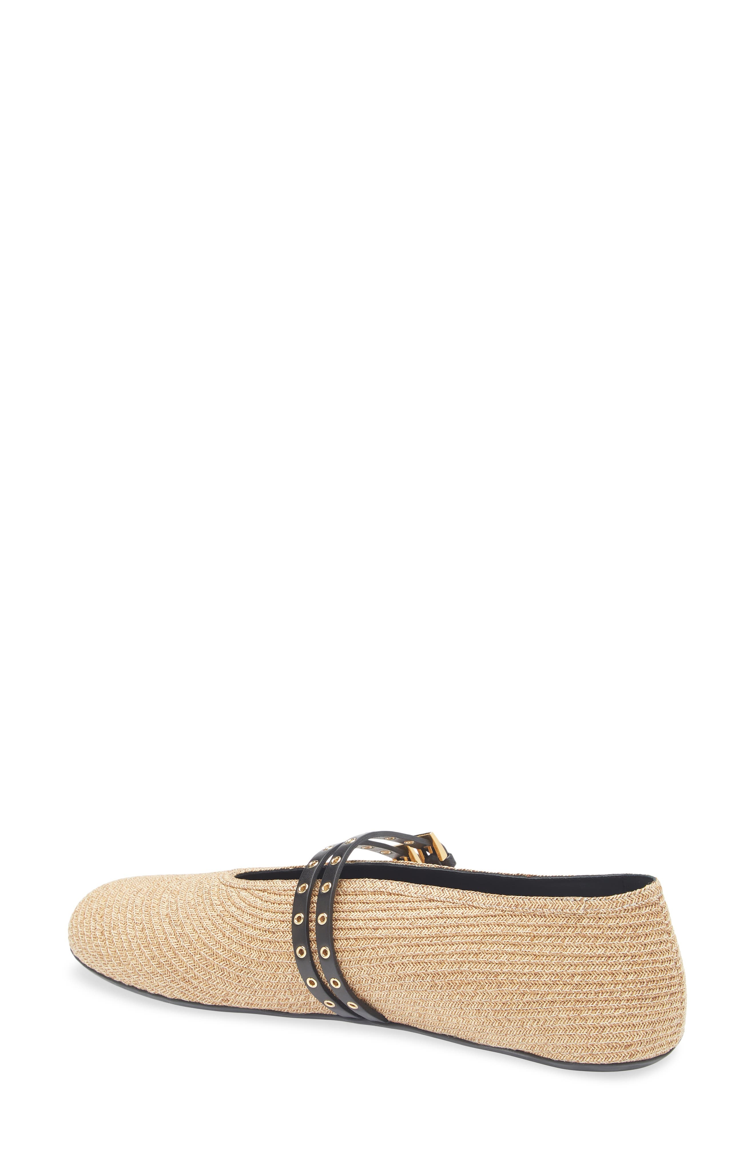 Alaïa Raffia Ballerina Flat in Naturel /Noir at Nordstrom - 2
