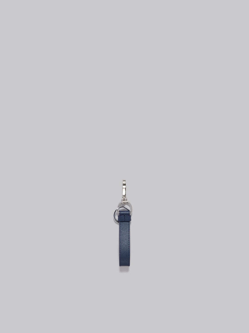 DEEP BLUE AND GREEN SAFFIANO LEATHER KEYRING 3