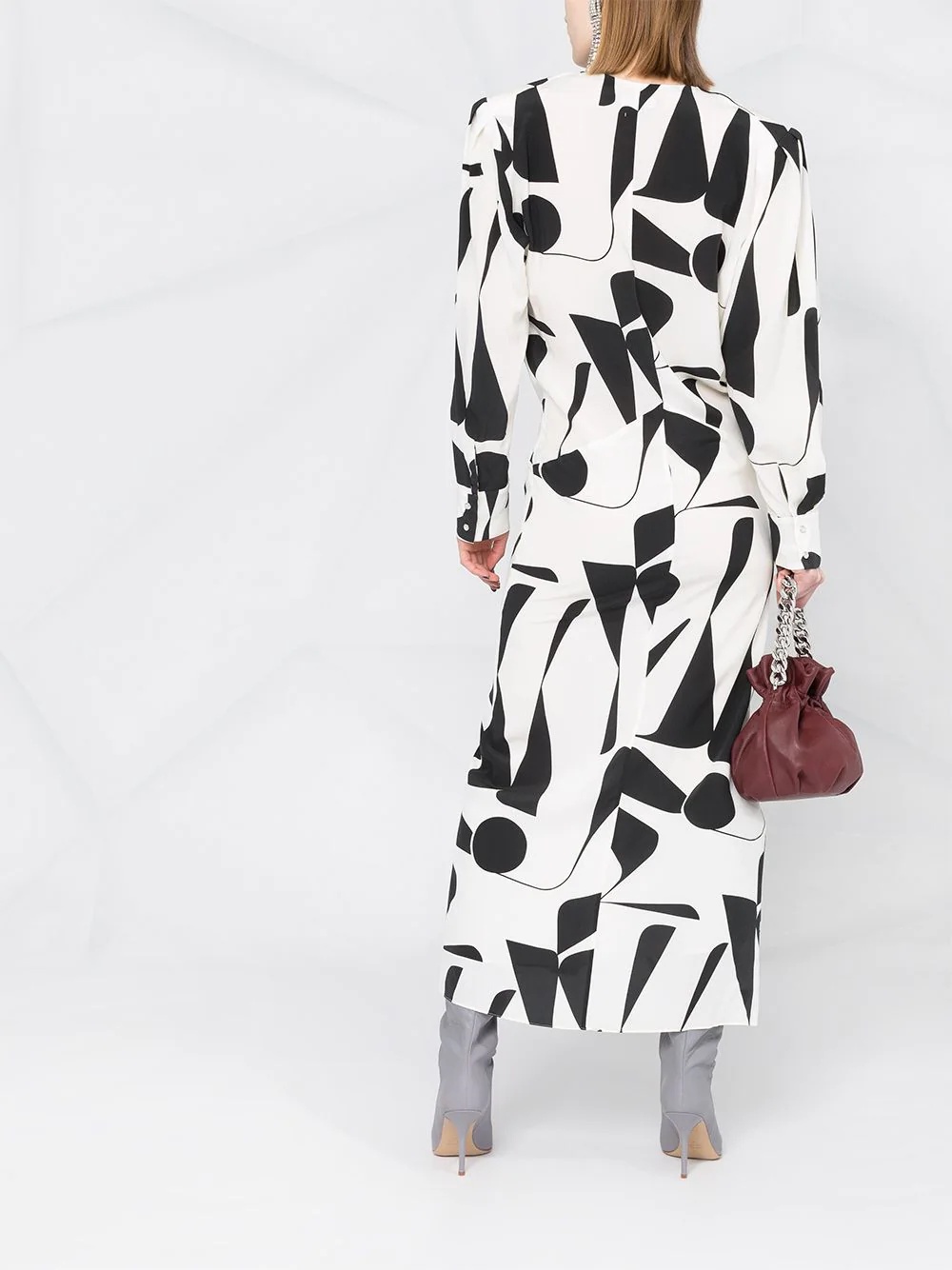 abstract-print silk dress - 4