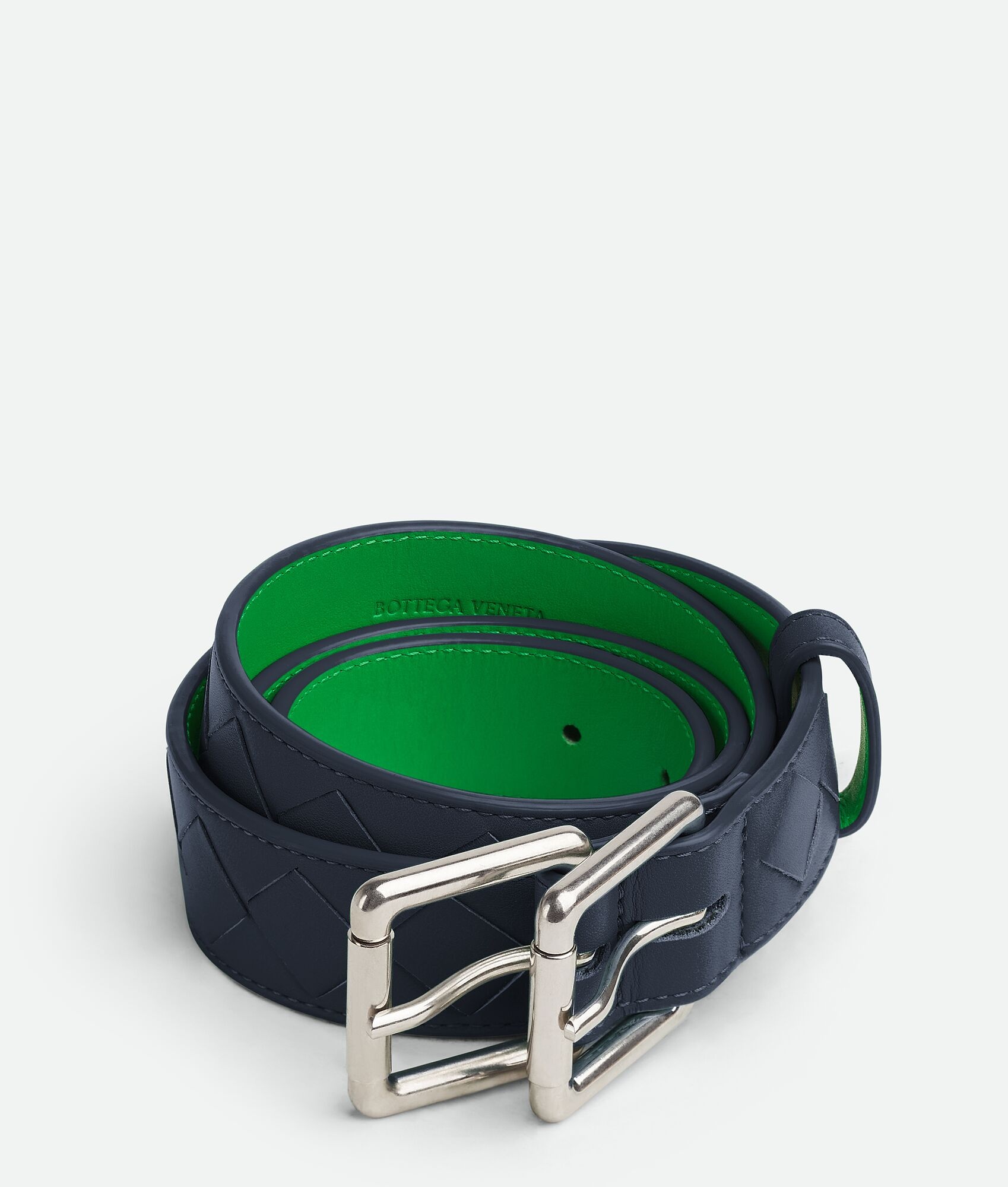 intrecciato double buckle belt - 1