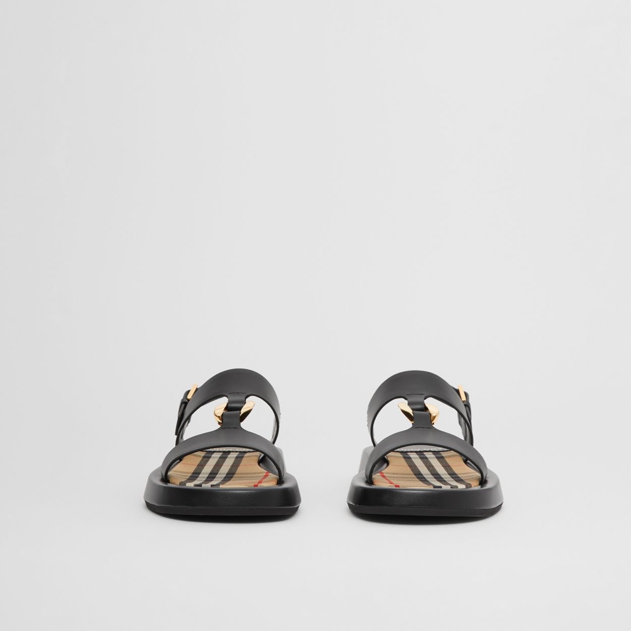 Chain-link Detail Leather Sandals - 5