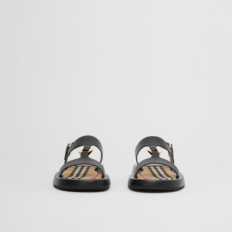 Chain-link Detail Leather Sandals 5