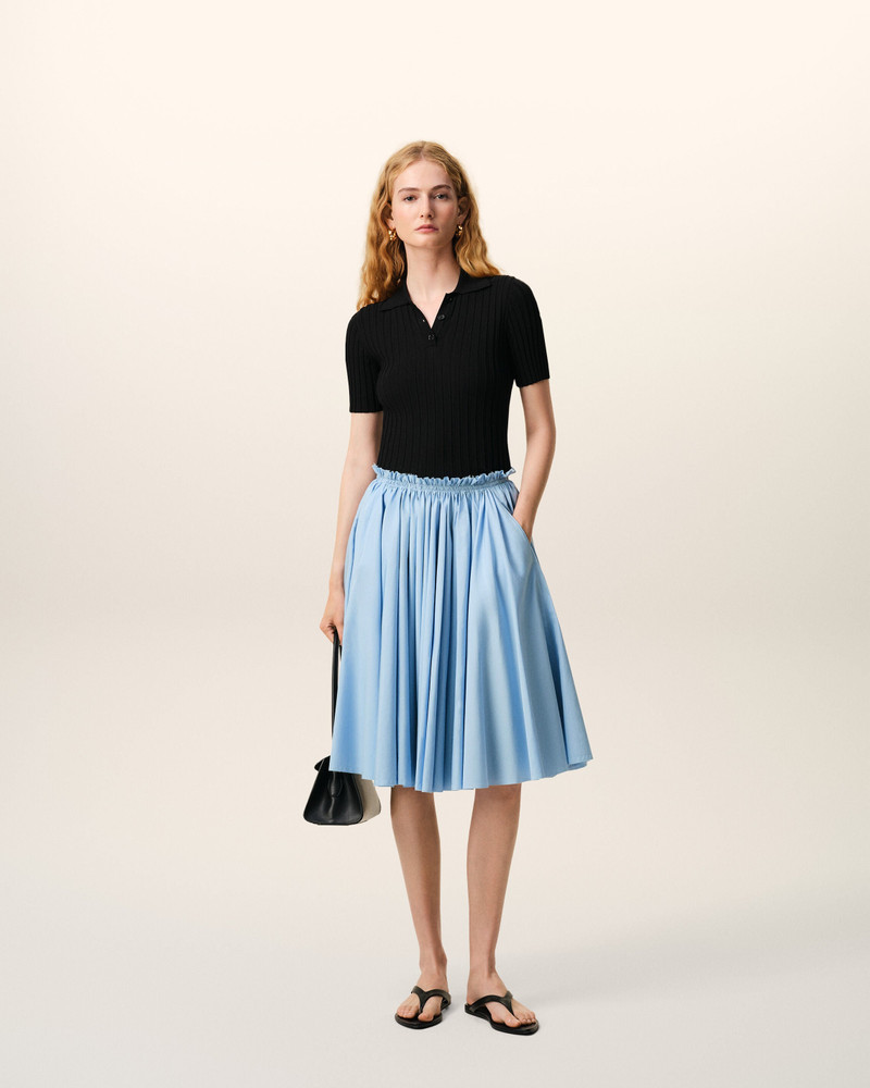 AMI Paris BLUE COTTON MIDI COROLLA SKIRT outlook