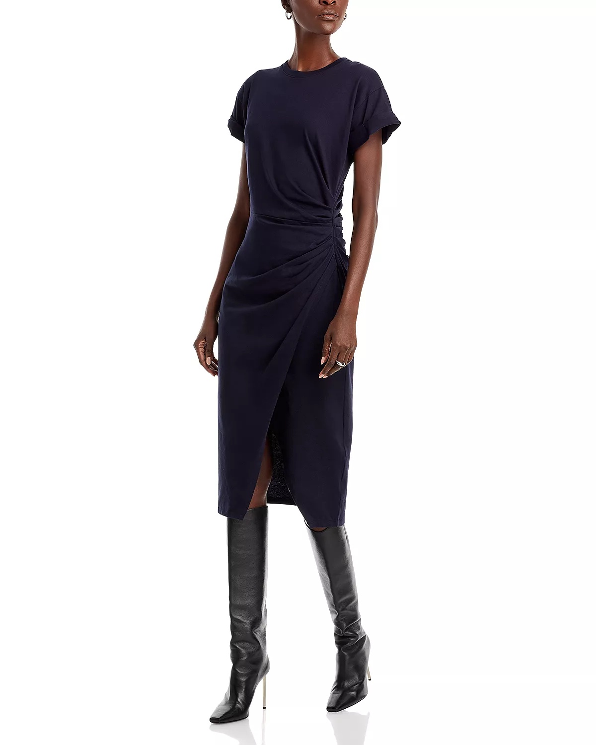 Faux Wrap Midi Dress - 1