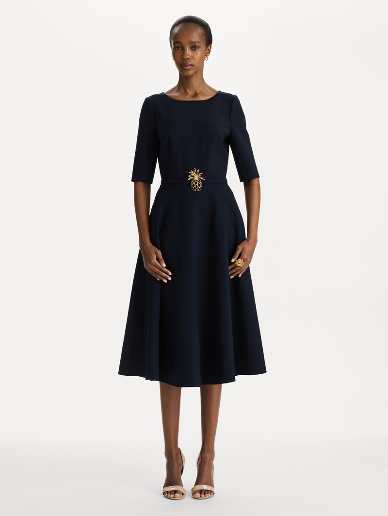 Oscar de la Renta PINEAPPLE BELT WOOL DRESS outlook