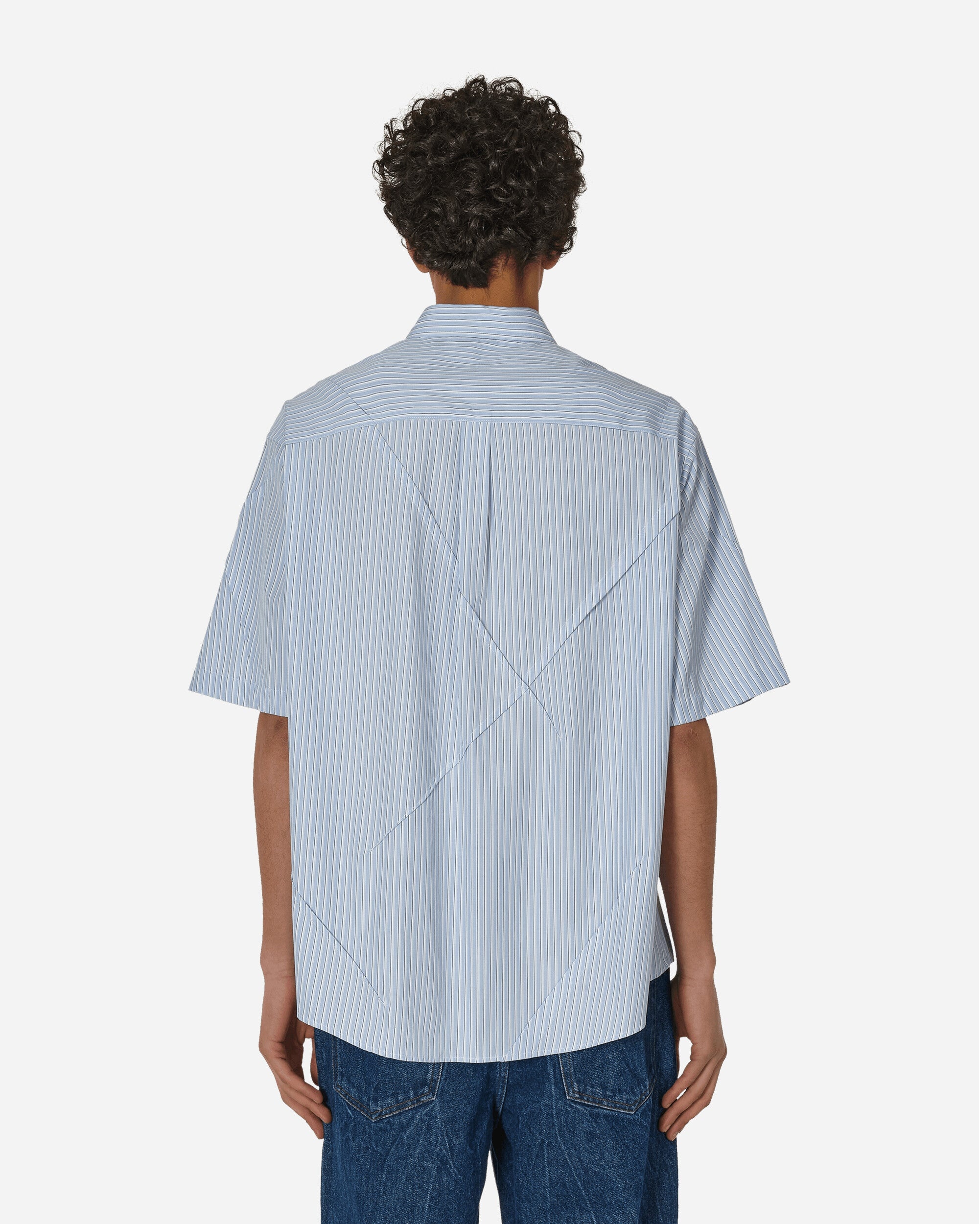 UNDERCOVER Striped Shortsleeve Shirt Blue | slamjam | REVERSIBLE