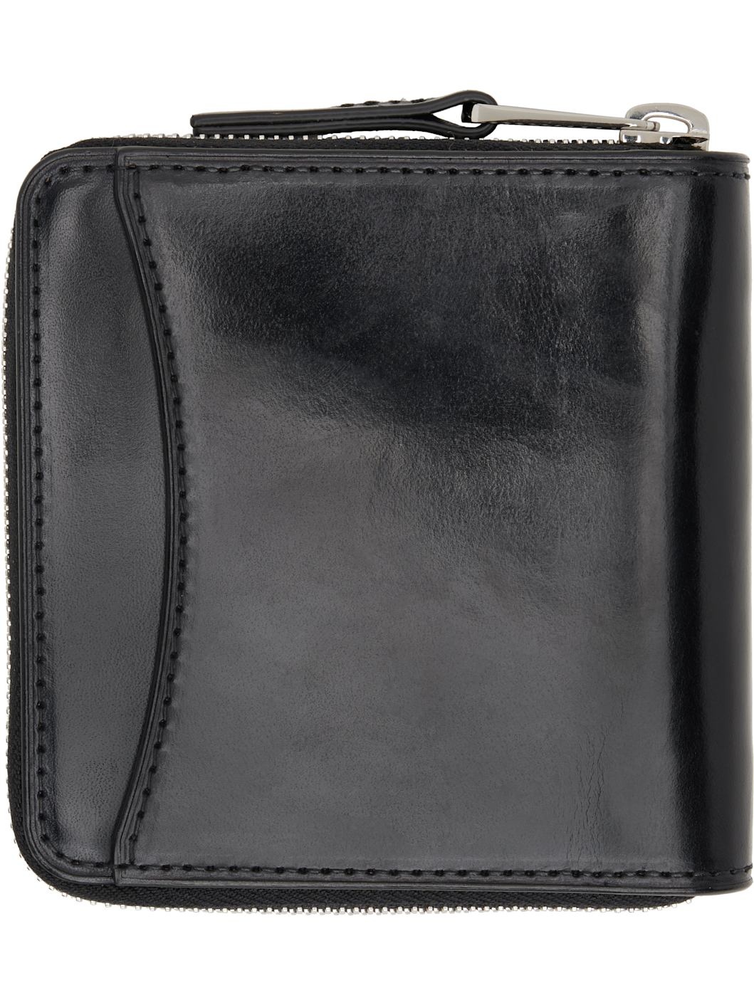 Black Patina Zip Compact Bi Fold Wallet - 2