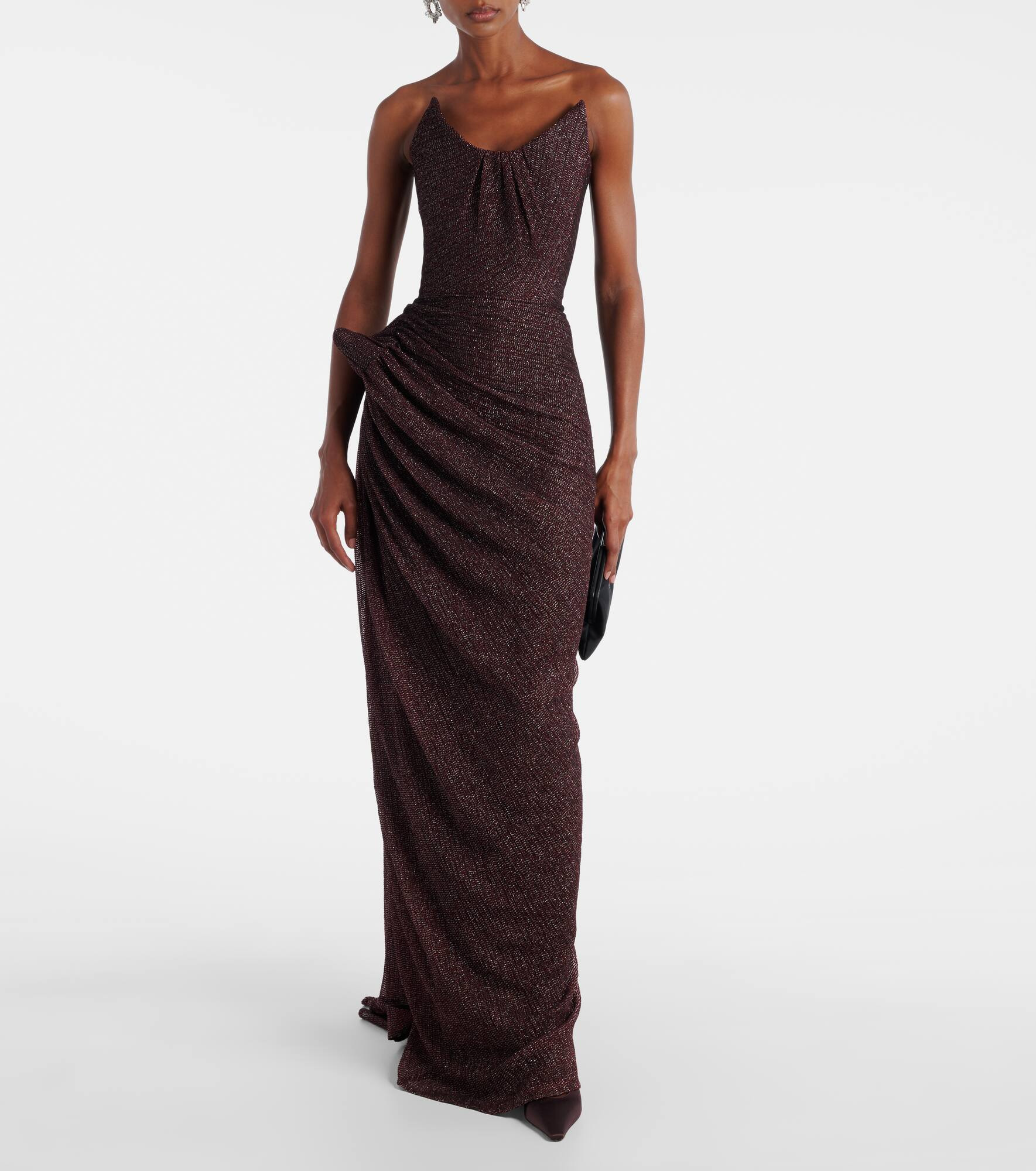 Lexicon draped gathered lamé gown - 2