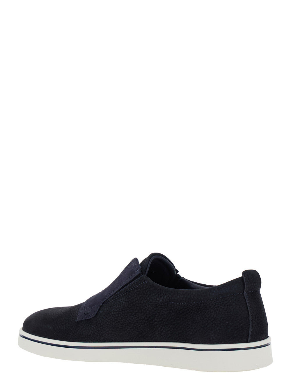 Ferragamo Men 'Alfie' Blue Laceless Oxford Shoes With Round Toe In Grained Leather Man - 3