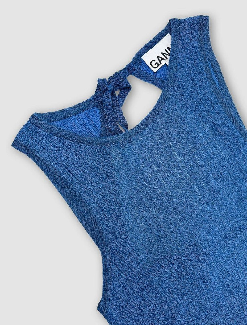 GANNI Sparkle rib open back dress outlook
