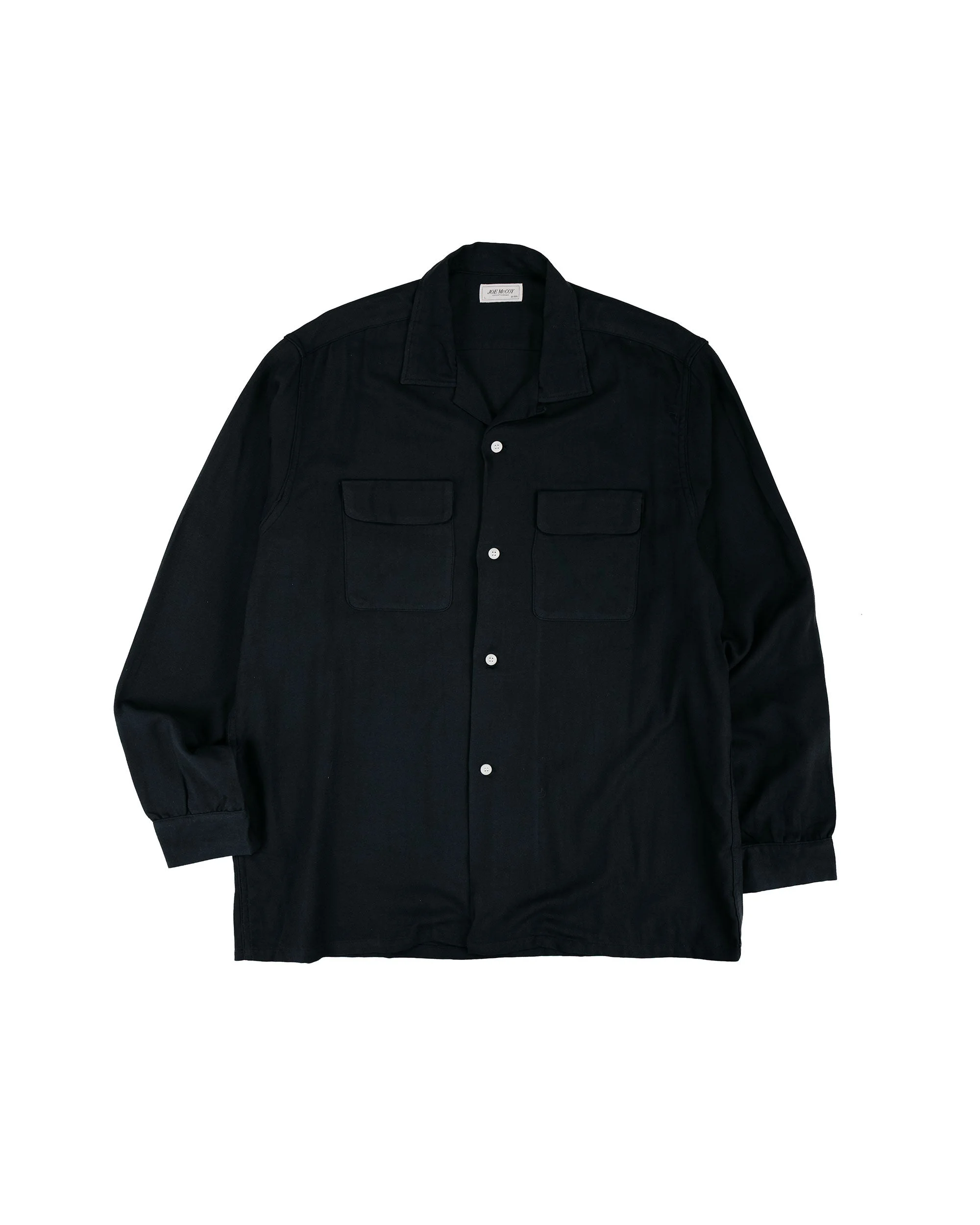 MS26008 Open Collar Rayon Shirt Black - 1
