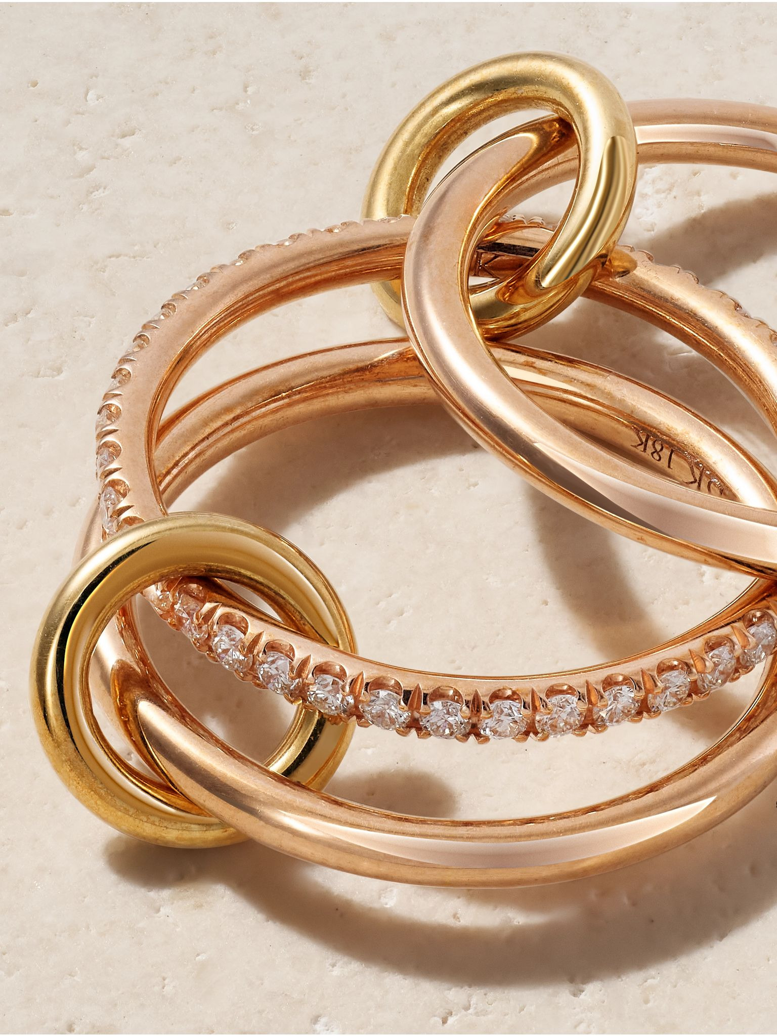 Sonny set of three 18-karat yellow and rose gold and diamond rings Gold - 4