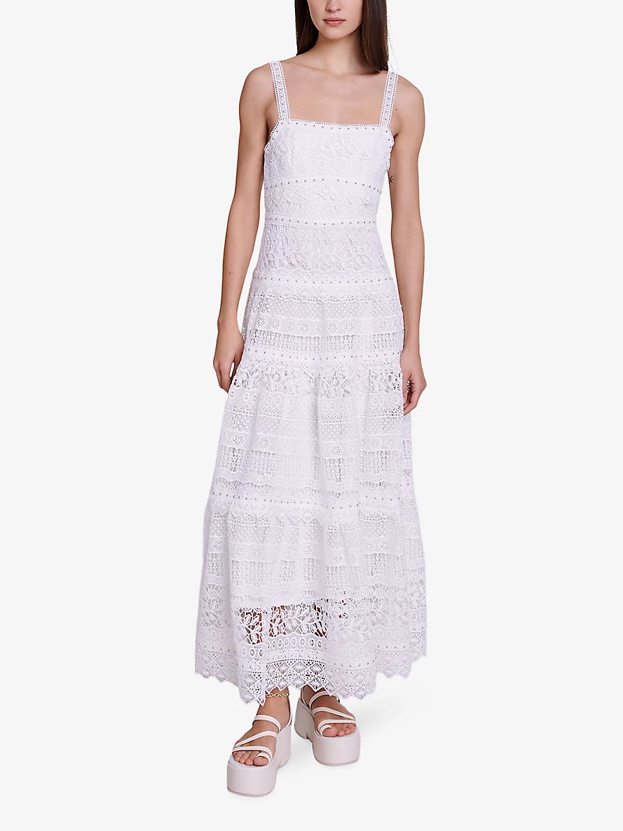 Openwork guipure crochet-knitted maxi dress - 2