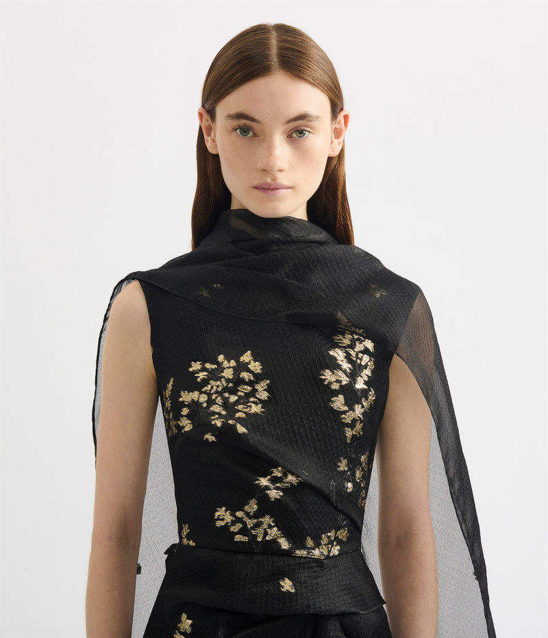 ORGANZA FIL COUPÉ DRAPED MIDI DRESS 5