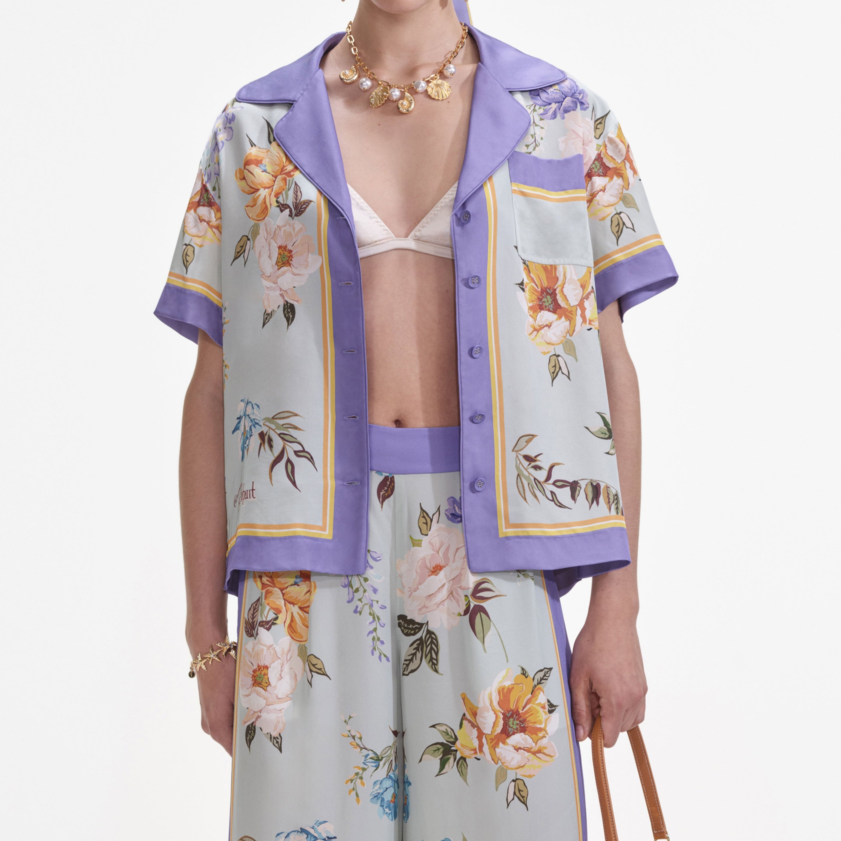 Blue Floral Viscose Shirt - 4