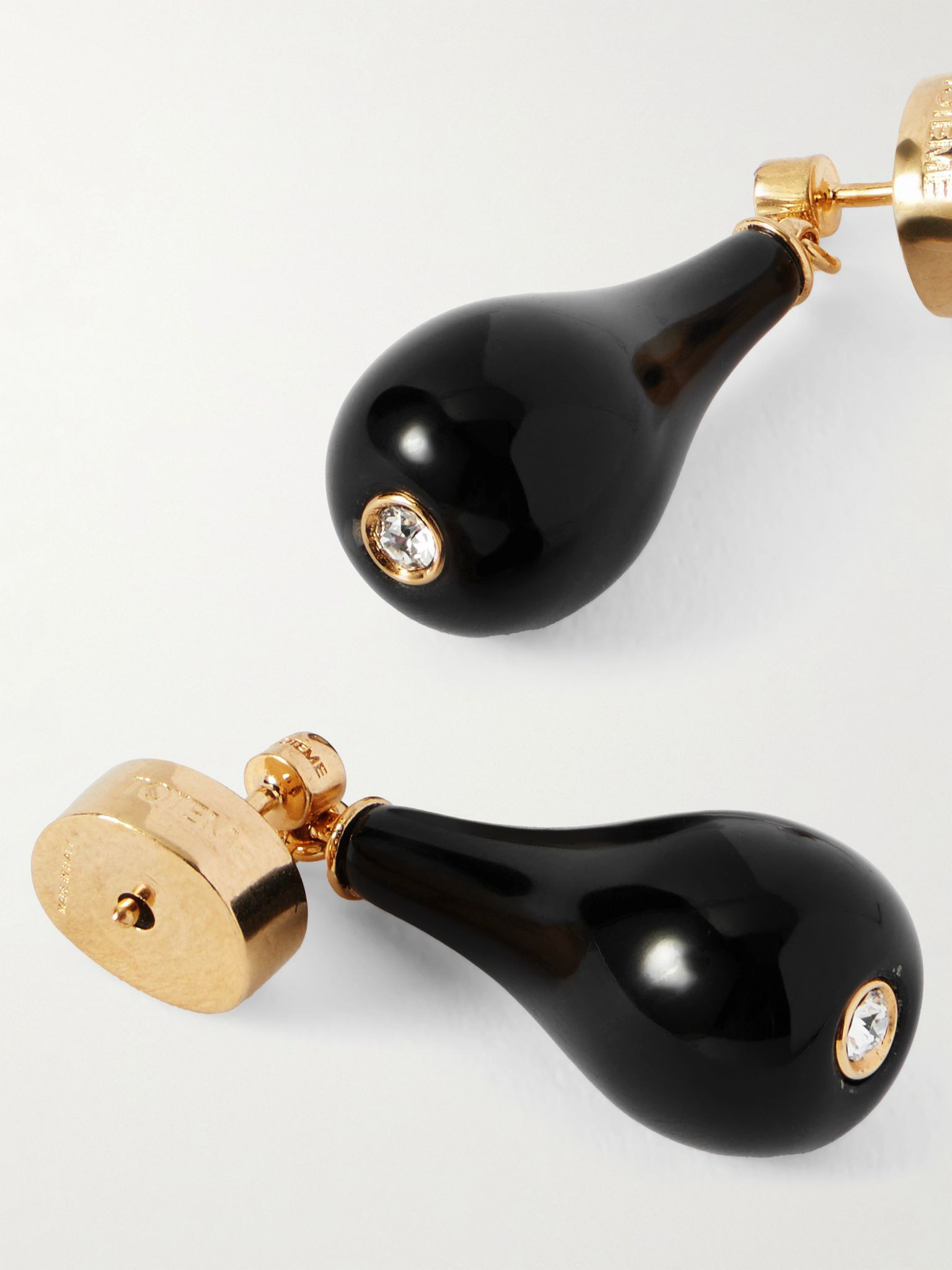Gold-tone, crystal and onyx earrings Black - 3