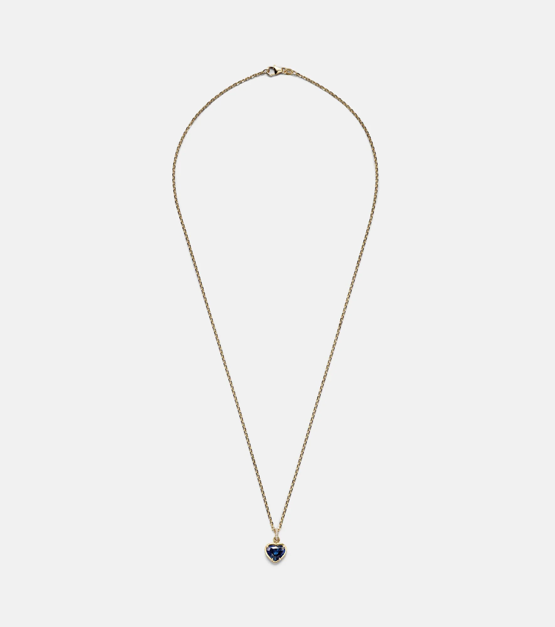 18kt gold pendant necklace with sapphire and diamonds - 1