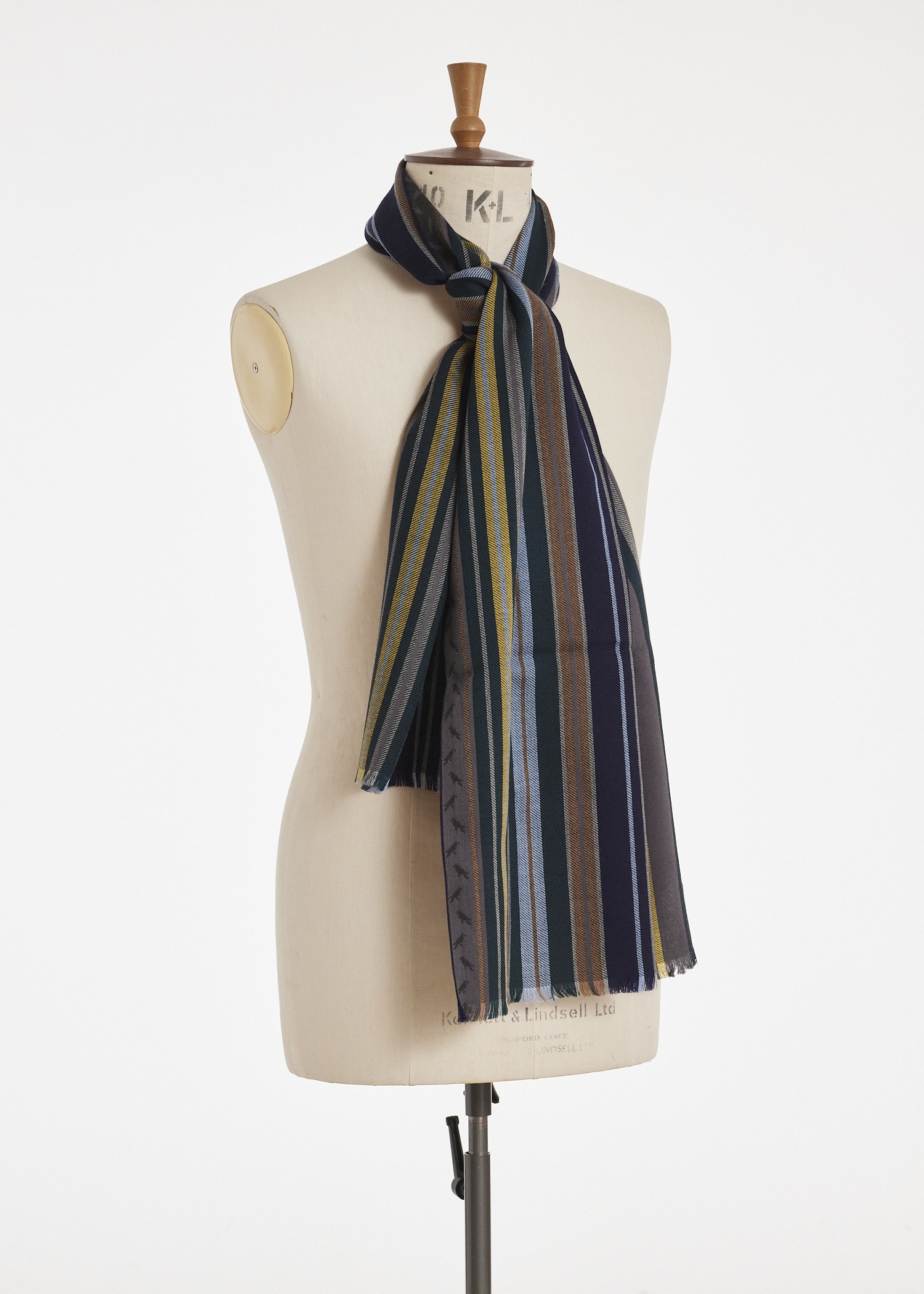 Dark Grey Virgin Wool-Blend 'City Stripe' Scarf - 3