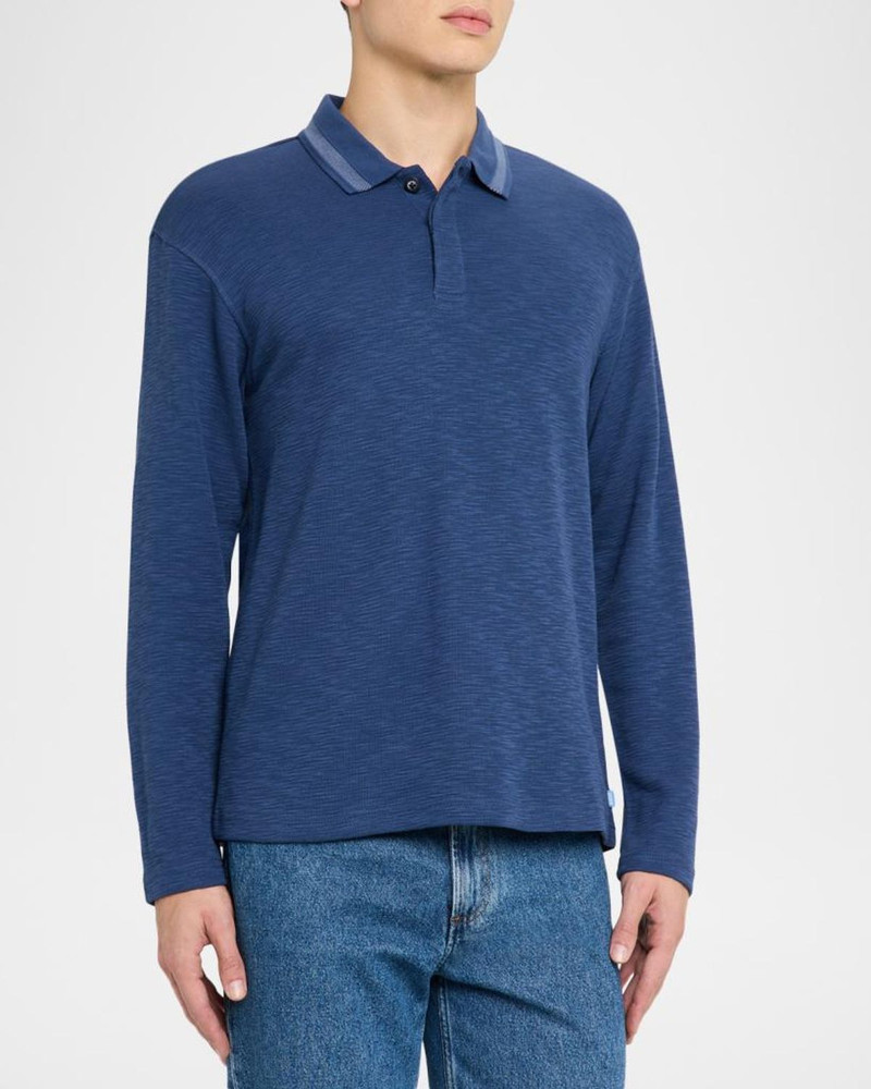 Men's Structured Knit Stripe-Collar Polo Shirt 4