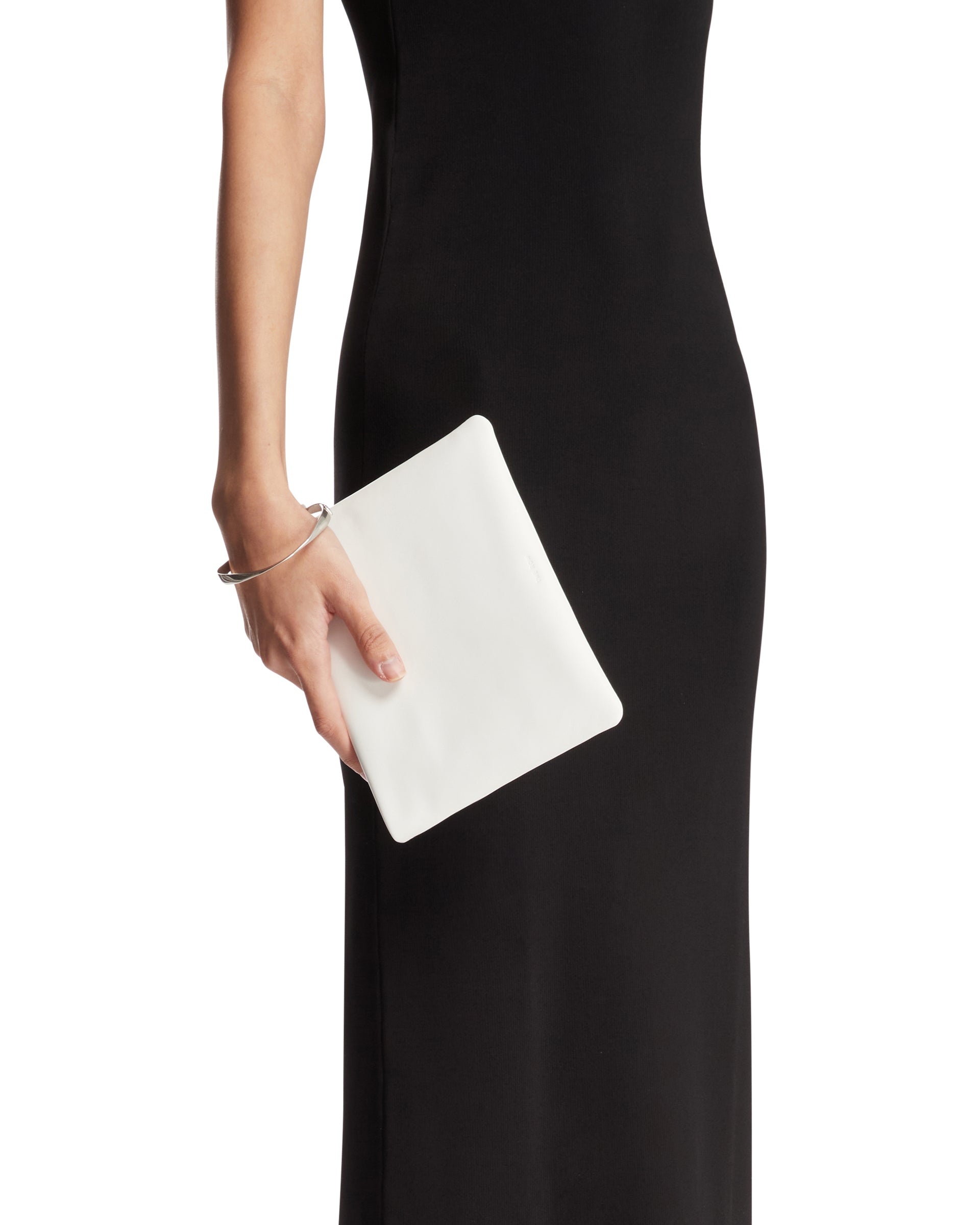 White Leather Clutch with Bracelet - 4