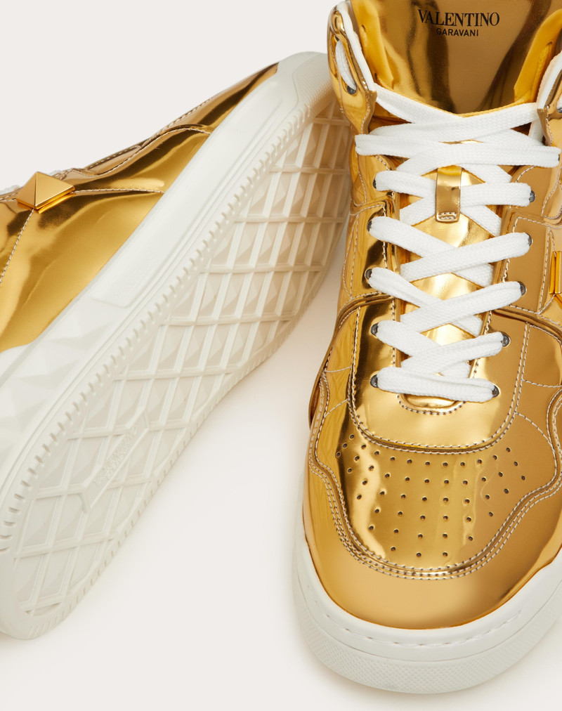 ONE STUD MID-TOP SNEAKER IN MIRROR-FINISH SYNTHETIC FABRIC 5
