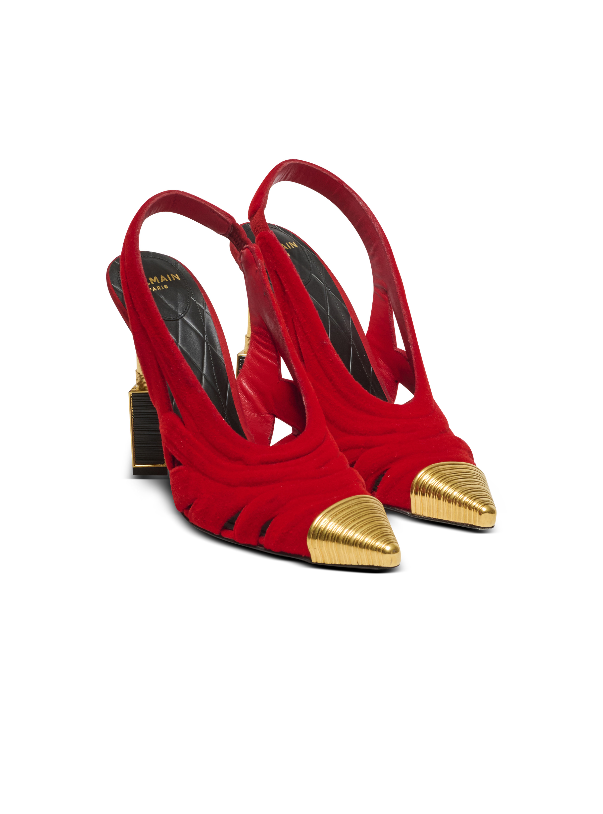 Lipstick pumps in suede leather and brass - 2