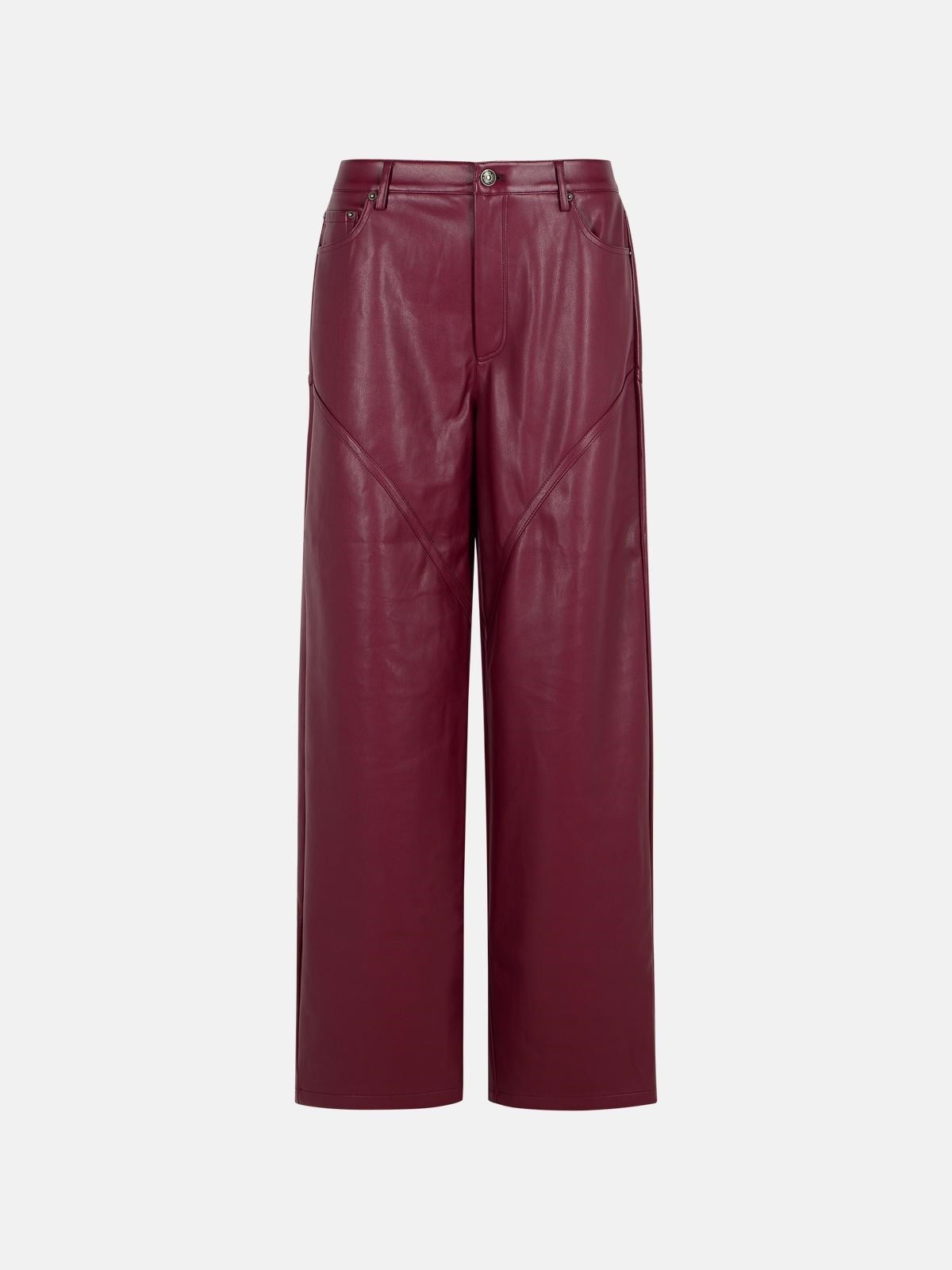BURGUNDY POLYESTER PANTS - 1