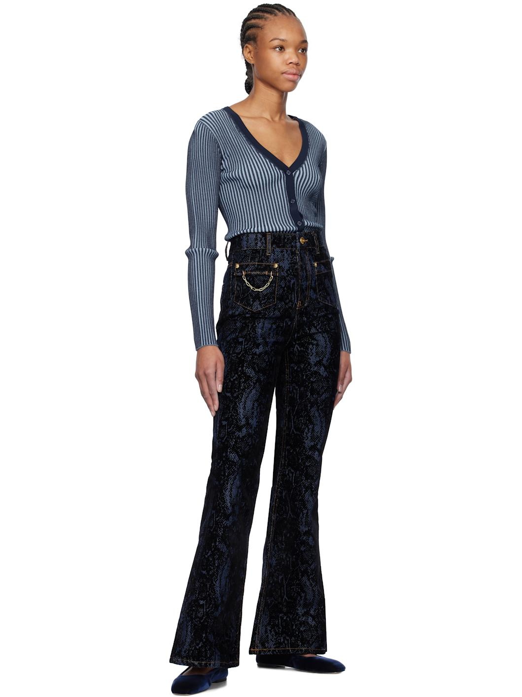 Navy Snake Print Goddi Jeans - 4
