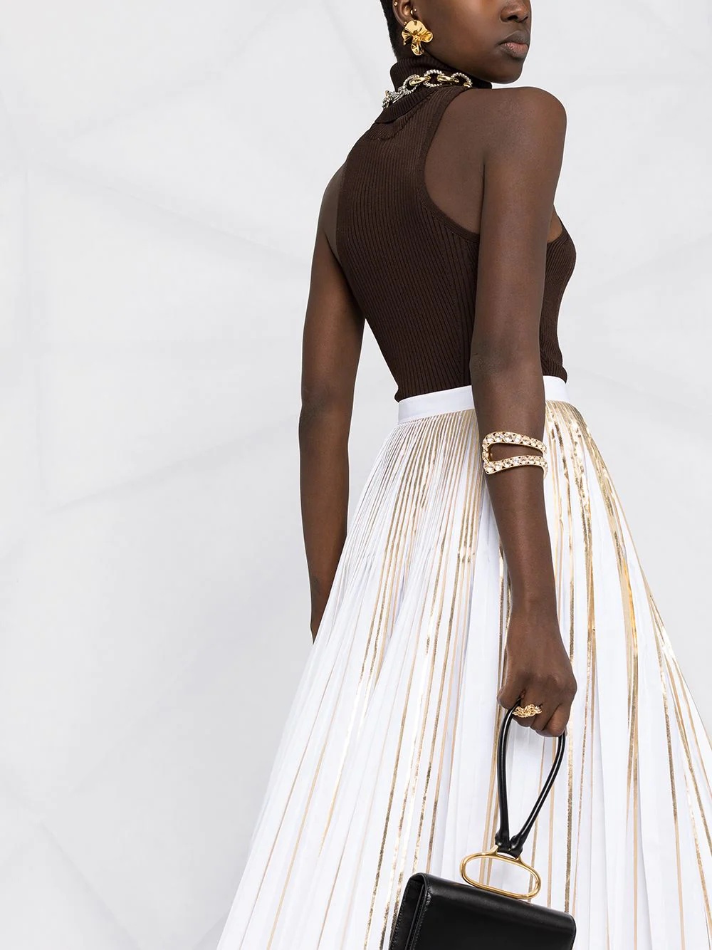 metallic-effect pleated skirt - 3