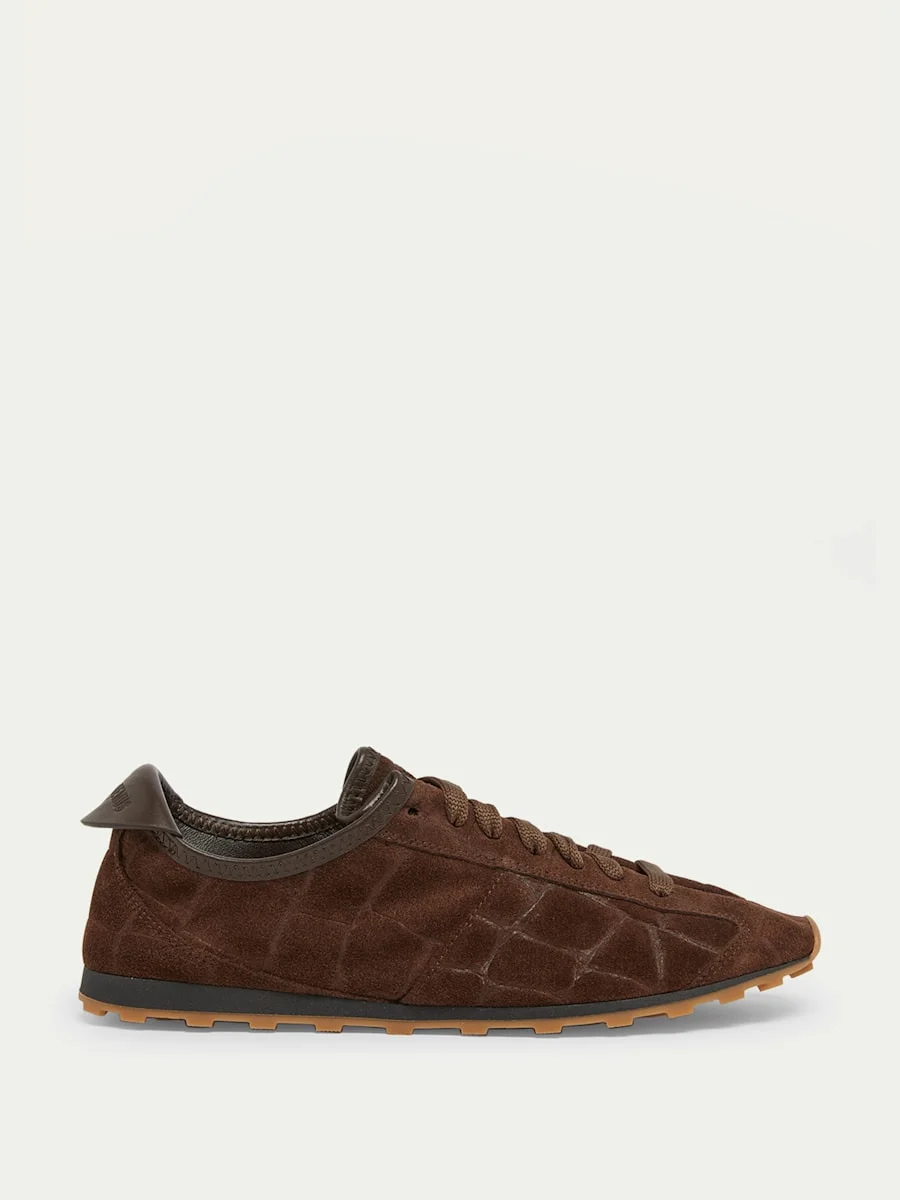 Les Tennis Croc-Embossed Suede Sneakers - 1