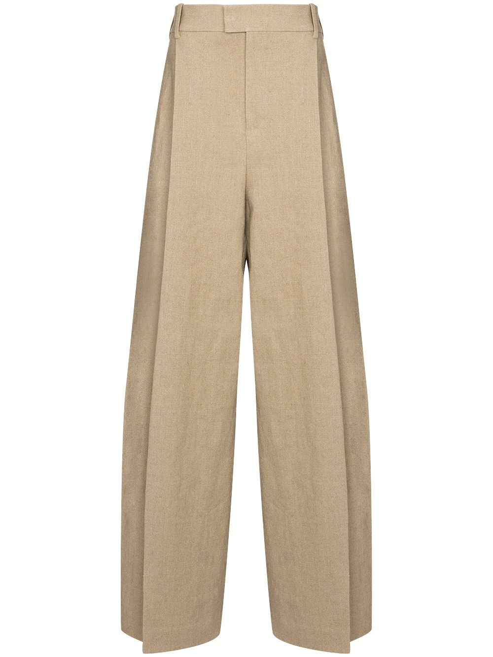 pleated front wide-leg trousers - 1