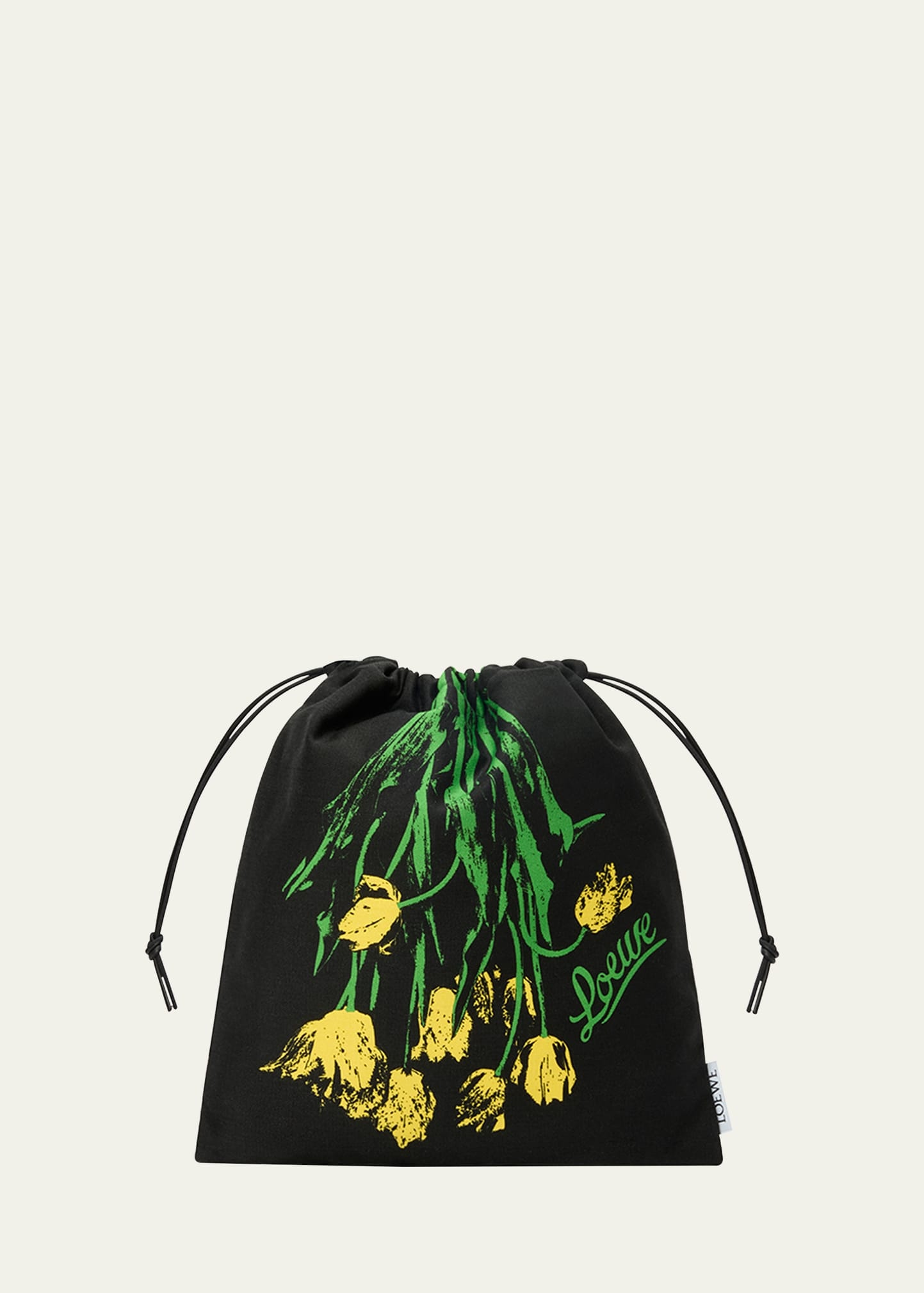Small Tulip Drawstring Pouch Bag in Cotton and Linen - 1
