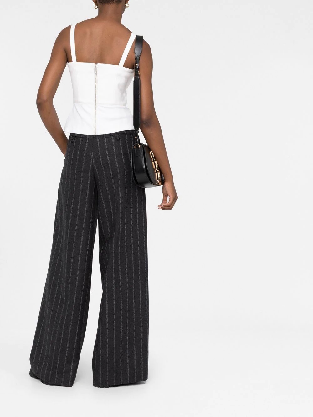 logo-pinstripe trousers - 9