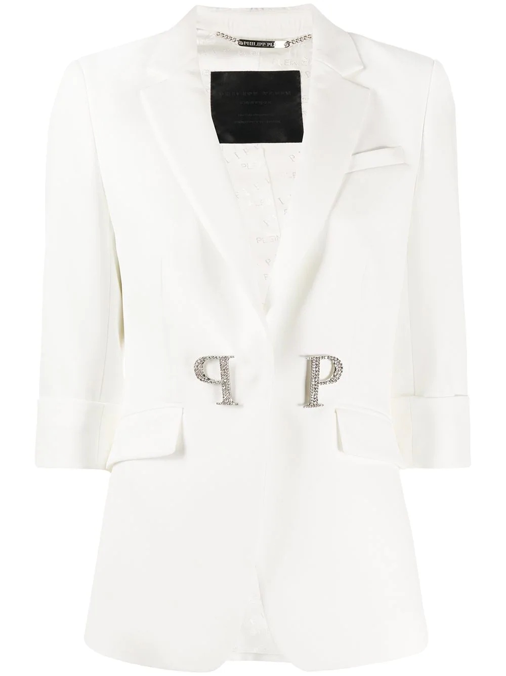 logo embellished fitted blazer - 1