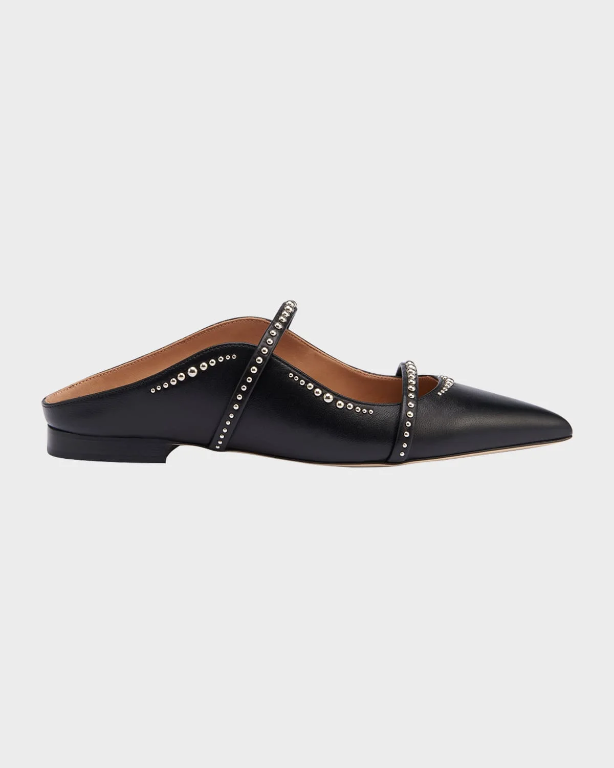 Maureen Studded Leather Double-Strap Flat Mules - 1